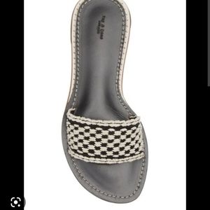 Rag & Bone Melrose Bicolor Plank Sandals, Black & White, Size EU 37.5